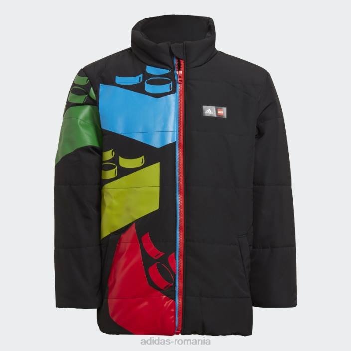Adidas x jachetă căptușită de iarnă lego clasică neagră fierbinte unisex negru/rosu 2JBN25320