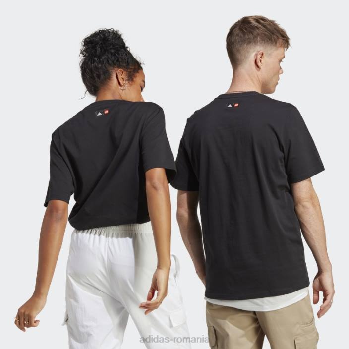 Adidas x lego fotbal insignă de sport grafic tricou negru fierbinte unisex negru 2JBN20433