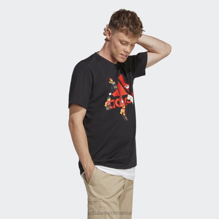 Adidas x lego fotbal insignă de sport grafic tricou negru fierbinte unisex negru 2JBN20433