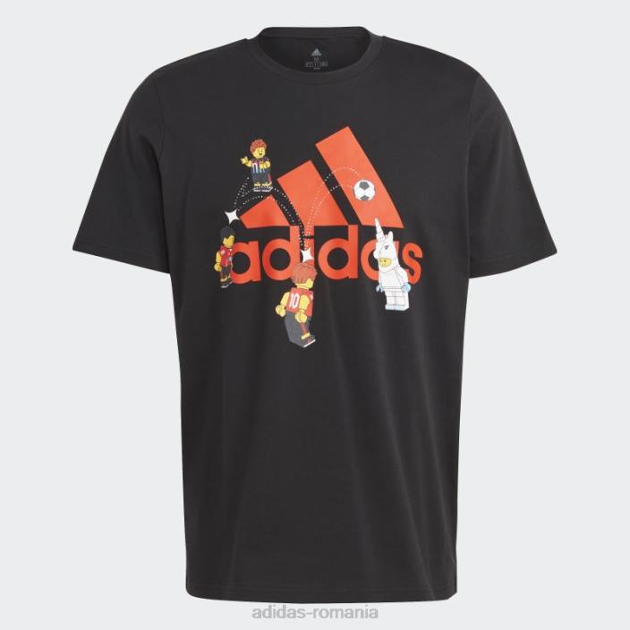 Adidas x lego fotbal insignă de sport grafic tricou negru fierbinte unisex negru 2JBN20433