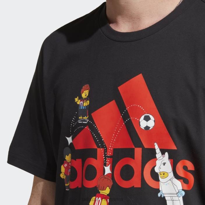 Adidas x lego fotbal insignă de sport grafic tricou negru fierbinte unisex negru 2JBN20433