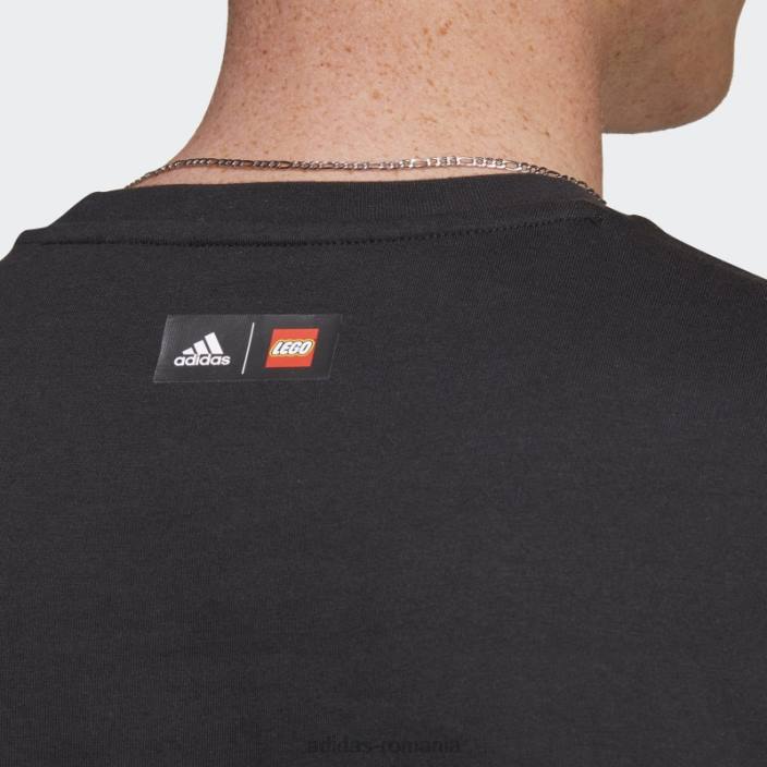 Adidas x lego fotbal insignă de sport grafic tricou negru fierbinte unisex negru 2JBN20433