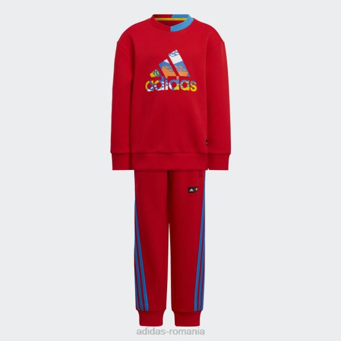 Adidas x set clasic de hanorac și pantaloni lego crew red hot unisex rosu albastru 2JBN11960