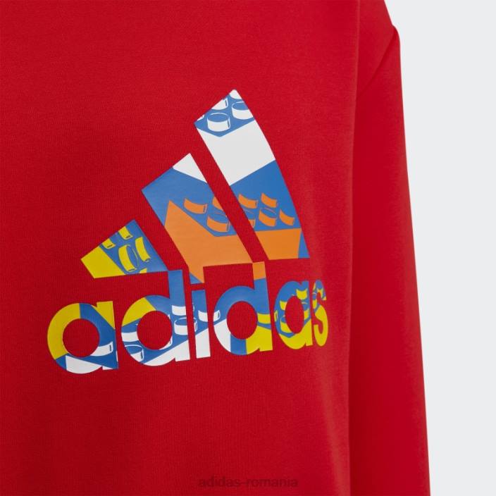 Adidas x set clasic de hanorac și pantaloni lego crew red hot unisex rosu albastru 2JBN11960