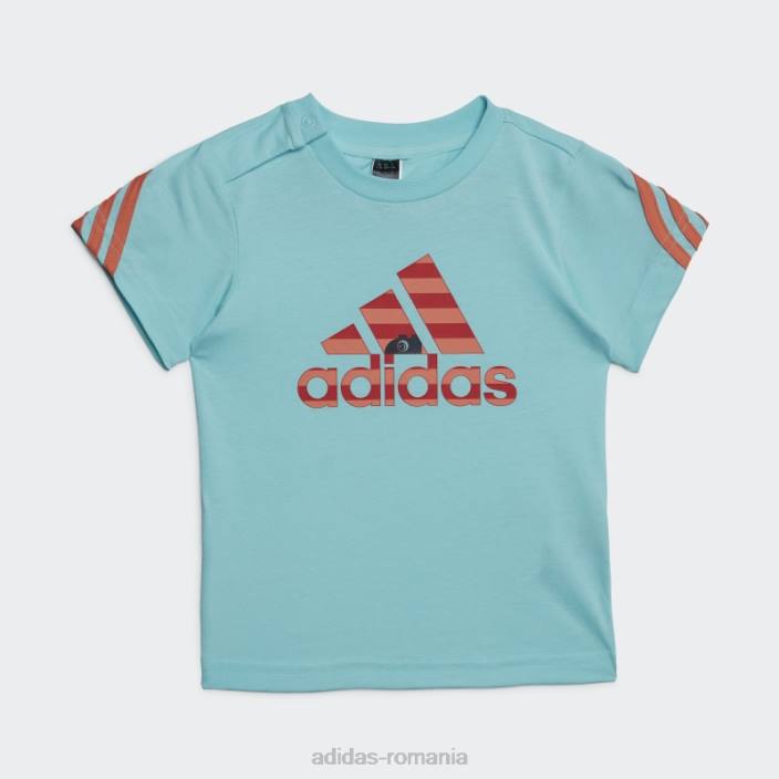 Adidas x set clasic de tricou și pantaloni lego aqua fierbinte unisex acva/coral 2JBN18709