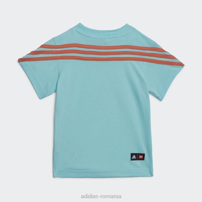 Adidas x set clasic de tricou și pantaloni lego aqua fierbinte unisex acva/coral 2JBN18709