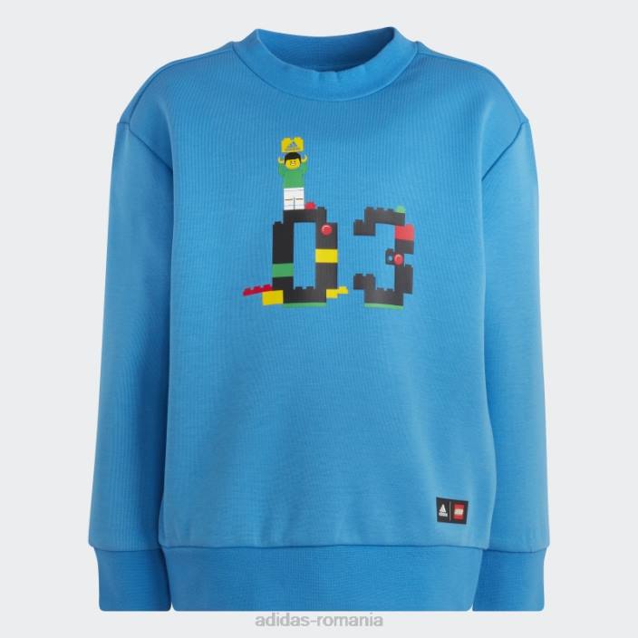 Adidas x set de hanorac și pantaloni clasic lego pentru echipaj, la modă albastră unisex albastru verde 2JBN18372