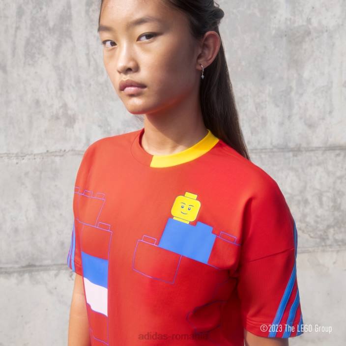 Adidas x tricou lego clasic roșu fierbinte unisex roșu/albastru șoc 2JBN11608