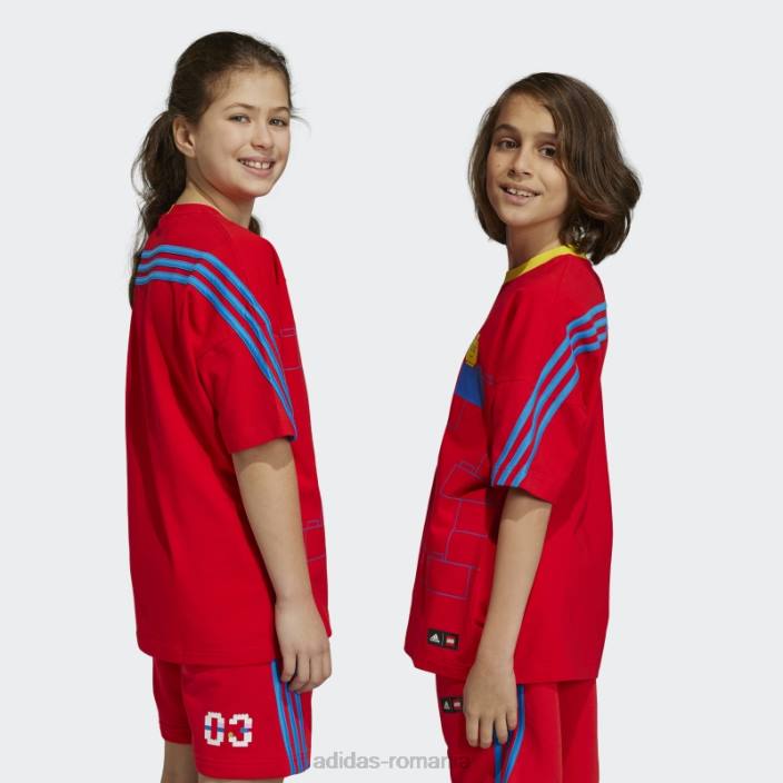 Adidas x tricou lego clasic roșu fierbinte unisex roșu/albastru șoc 2JBN11608