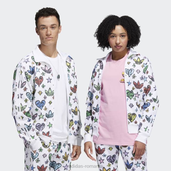 Adidas Top de sport cu monogramă albă Jeremy Scott Firebird (neutru de gen) unisex alb 2JBN6551