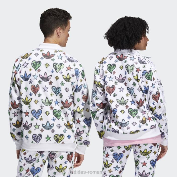Adidas Top de sport cu monogramă albă Jeremy Scott Firebird (neutru de gen) unisex alb 2JBN6551