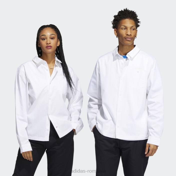 Adidas cămașă albă de antrenor maxallure (neutru de gen) unisex alb/roz 2JBN1595