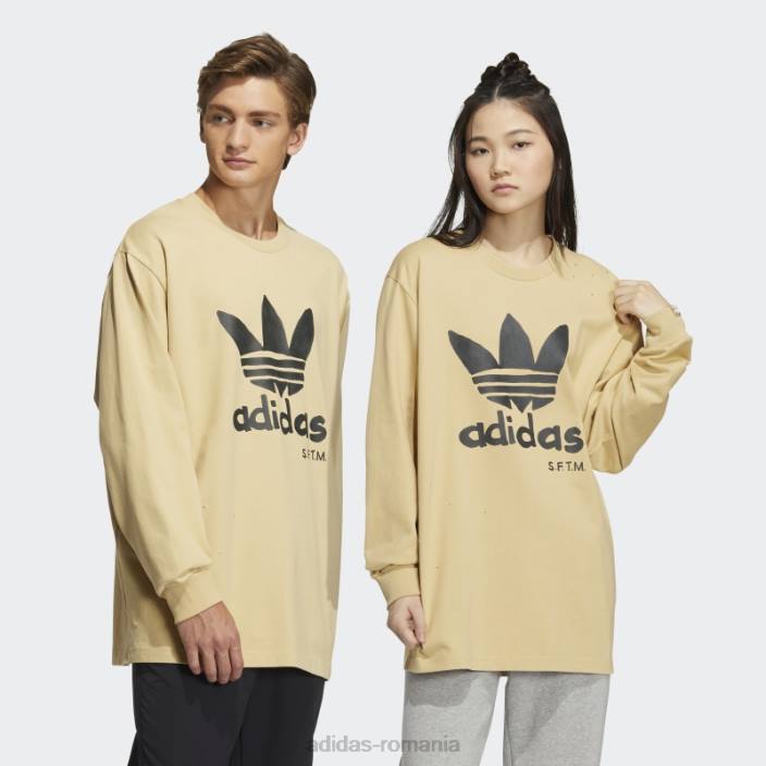 Adidas cântec bej neclar pentru tricou adidas cu mânecă lungă unisex bej cețos 2JBN1089
