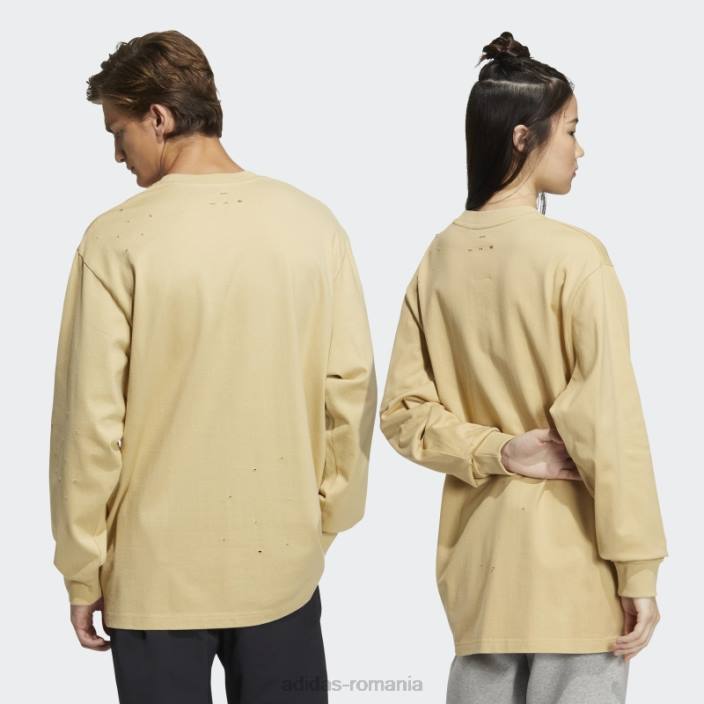 Adidas cântec bej neclar pentru tricou adidas cu mânecă lungă unisex bej cețos 2JBN1089