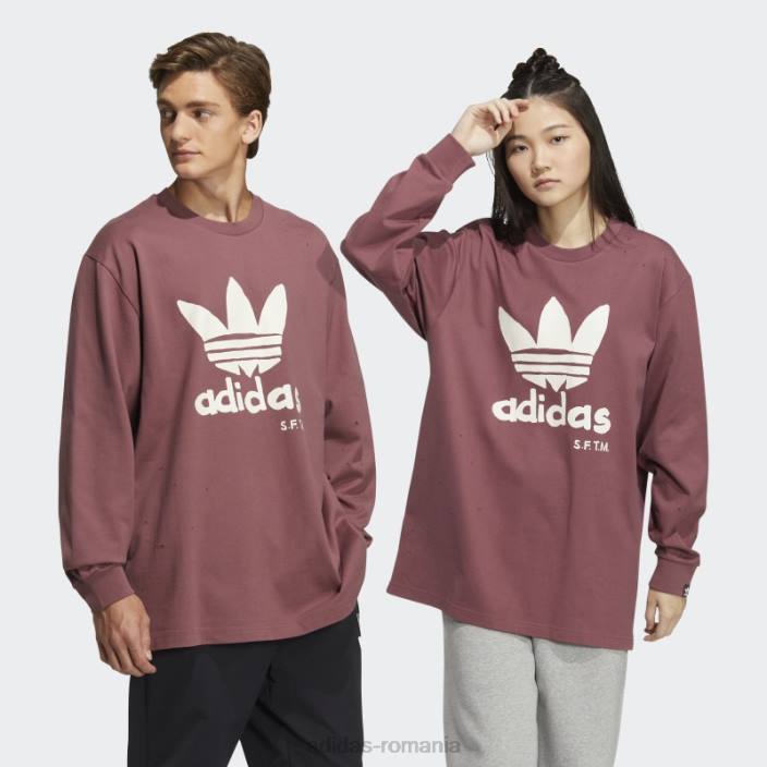Adidas cântec de burgundă pentru tricou cu mânecă lungă unisex Burgundia 2JBN1079