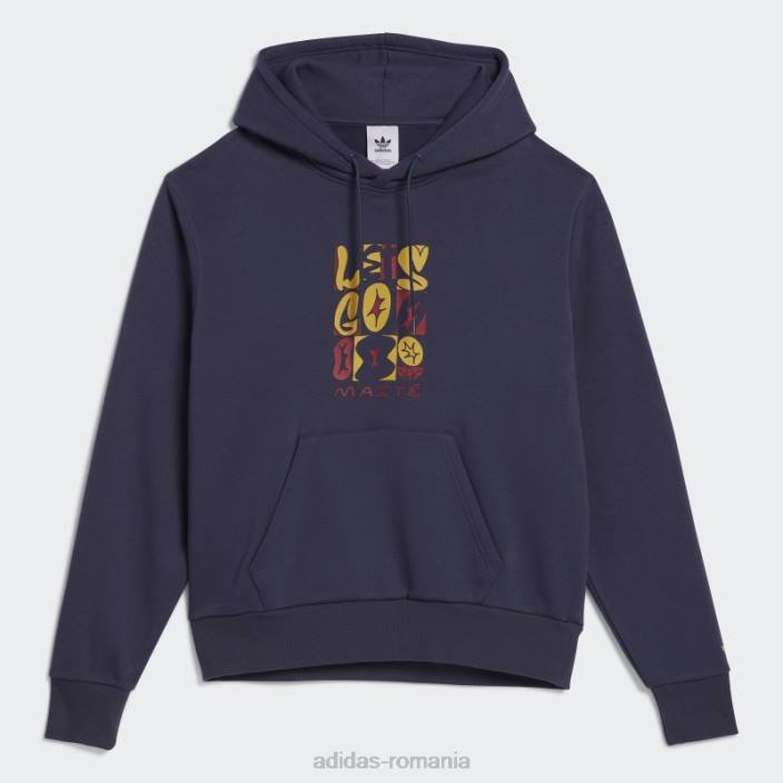 Adidas hanorac cu glugă cu mesaje maite steenhoudt bleumarin unisex bleumarin/pirită/roșu victorie 2JBN1475