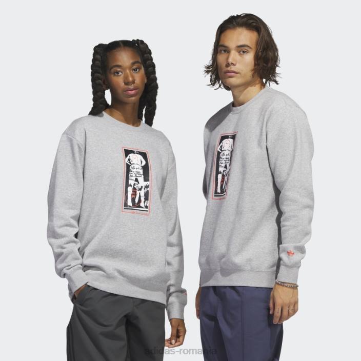 Adidas hanorac grafic shmoofoil crewgate gri mediu adidas unisex gri mediu/multicolor 2JBN5742