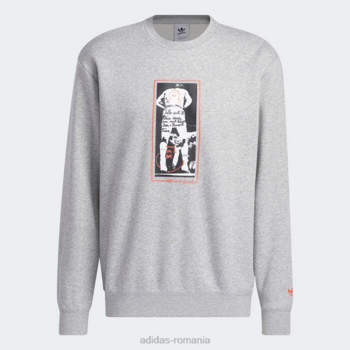 Adidas hanorac grafic shmoofoil crewgate gri mediu adidas unisex gri mediu/multicolor 2JBN5742