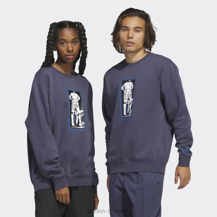 Adidas hanorac shmoofoil cu grafică bleumarin cu decolteu unisex bleumarin/multicolor 2JBN5741
