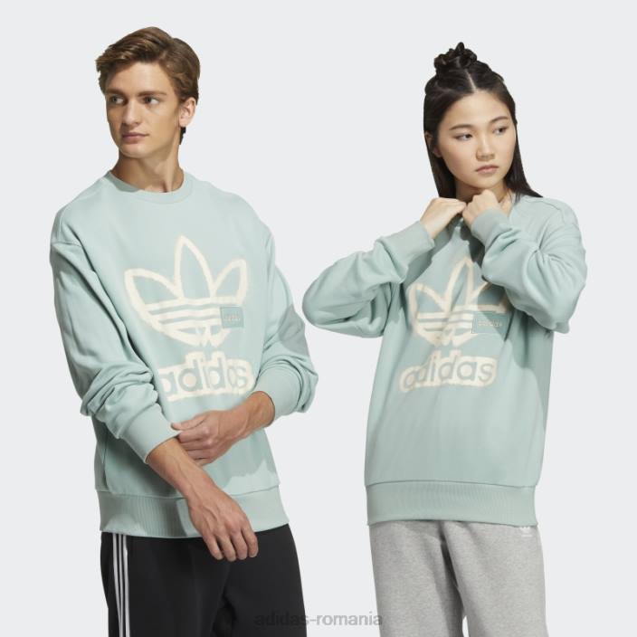 Adidas hazy green adicolor crew hanorac unisex verde cețos 2JBN1486