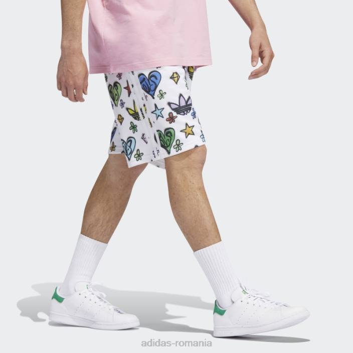 Adidas pantaloni scurți albi cu monogramă Jeremy Scott (neutru de gen) unisex alb 2JBN6574