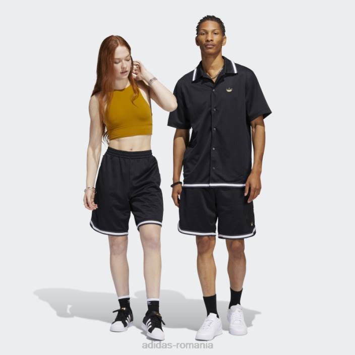 Adidas pantaloni scurți de baschet tyshawn (neutru de gen) negri unisex negru/alb/aur mat 2JBN7063