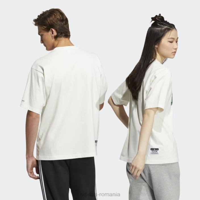 Adidas tricou cu slogan colegial modern alb unisex alb 2JBN3703