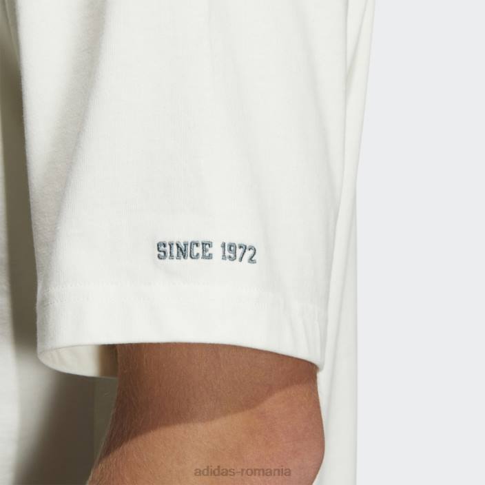 Adidas tricou cu slogan colegial modern alb unisex alb 2JBN3703