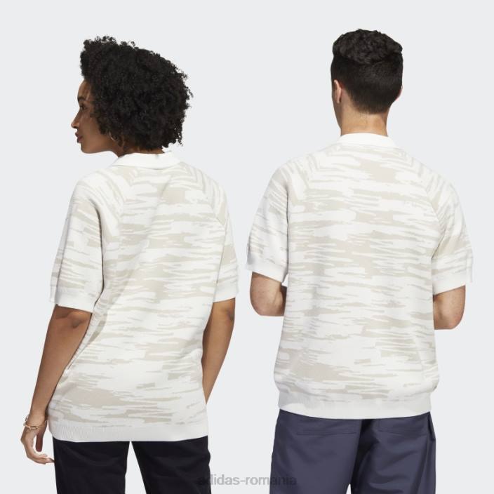 Adidas tricou polo alb nora tricotat (gen neutru) adidas unisex alb/beatitudine 2JBN5373