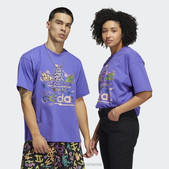Adidas tricou purple love unites trefoil (neutru de gen) unisex violet/multicolor 2JBN14896