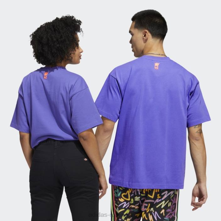 Adidas tricou purple love unites trefoil (neutru de gen) unisex violet/multicolor 2JBN14896