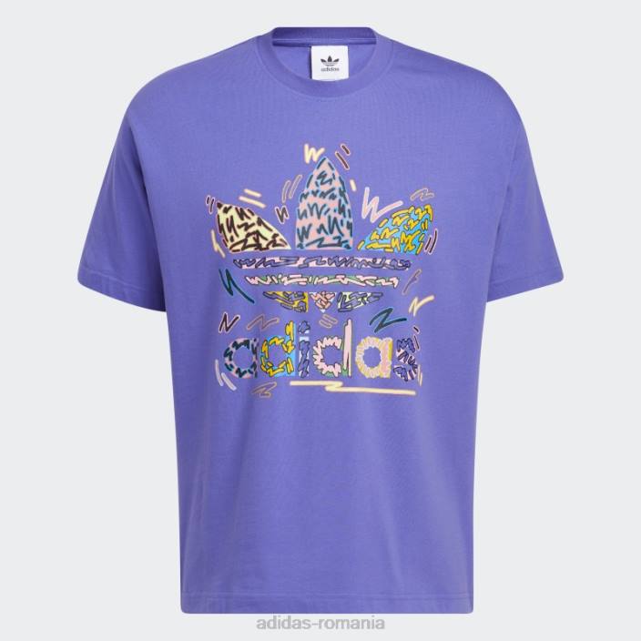 Adidas tricou purple love unites trefoil (neutru de gen) unisex violet/multicolor 2JBN14896