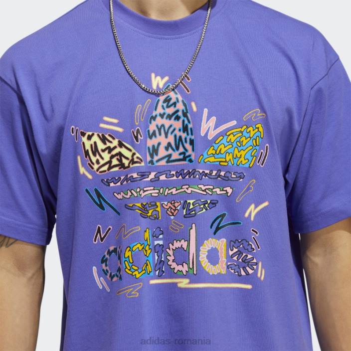Adidas tricou purple love unites trefoil (neutru de gen) unisex violet/multicolor 2JBN14896
