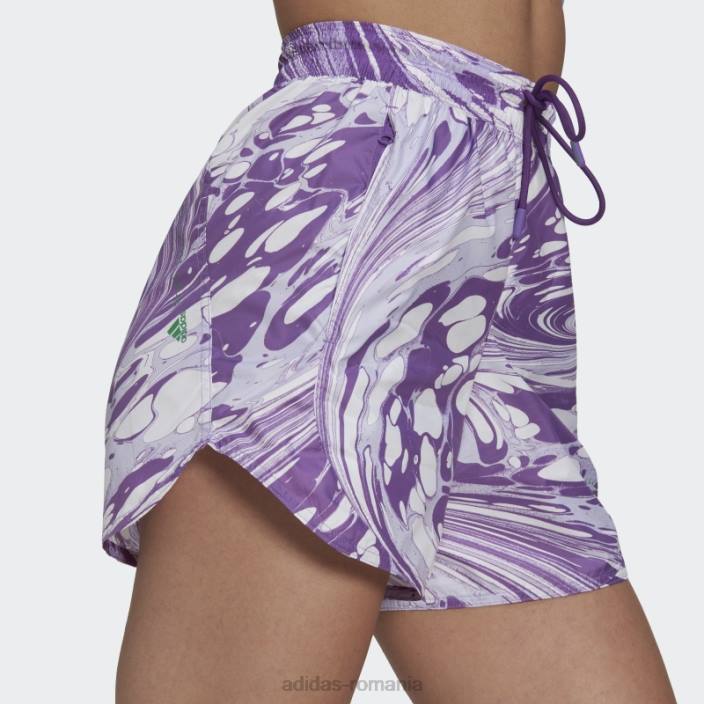 Adidas alb de stella mccartney pantaloni scurți de antrenament imprimați truepurpose fashion unisex alb/violet deplasat/violet 2JBN23612
