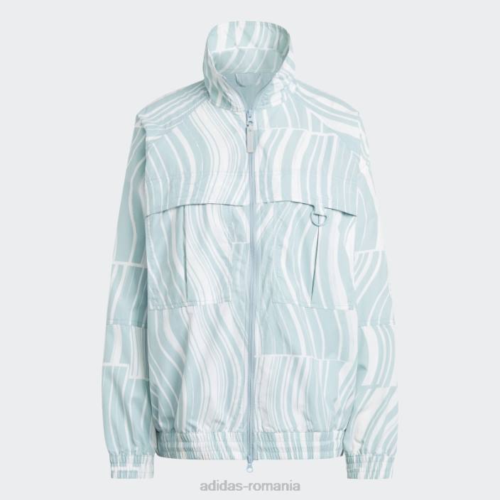 Adidas alb de stella mccartney truecasuals imprimat modă tracktop unisex alb/gri cenușă 2JBN16849