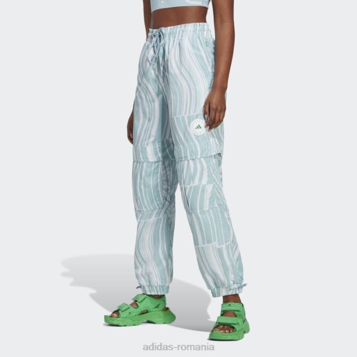 Adidas alb fierbinte de stella mccartney pantaloni de trening cu imprimeu truecasuals unisex alb/gri cenușă 2JBN16832