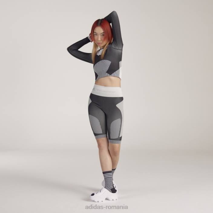 Adidas black fashion by stella mccartney truestrength jambiere scurte fără sudură unisex negru/alb/onix 2JBN2378