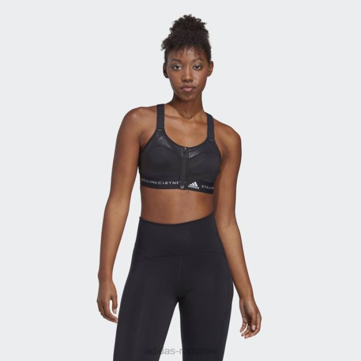 Adidas black hot by stella mccartney sutien sport cu susținere înaltă post-mastectomie truestrength unisex alb negru 2JBN17120