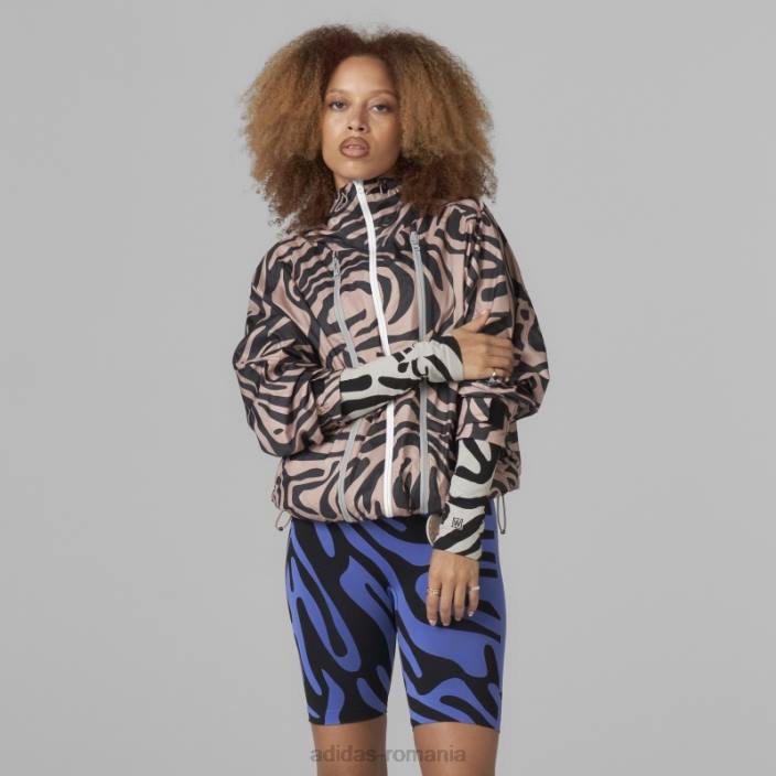 Adidas cască de vânt cu imprimeu ash pearl hot by stella mccartney unisex frasin perlat/negru 2JBN2553