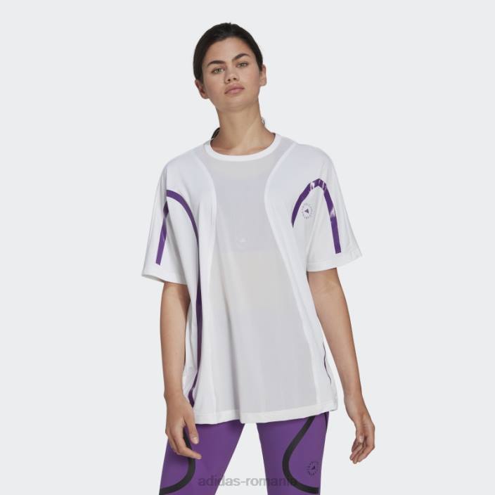 Adidas de Stella Mccartney Truepace alergare tricou largi fashion white unisex alb/violet 2JBN2439