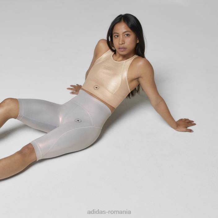 Adidas de stella mccartney crop top de antrenament lucios cupru metalic moda unisex cupru metalic/pulbere moale 2JBN2283
