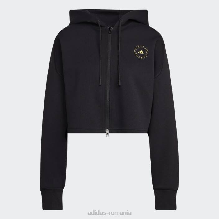 Adidas de stella mccartney hanorac decupat modă neagră unisex negru 2JBN23064