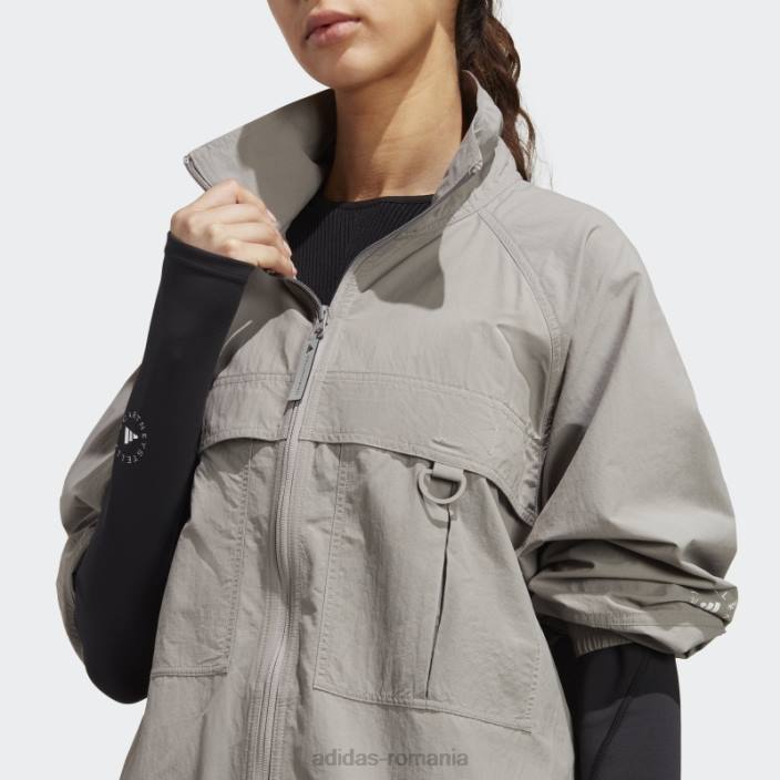 Adidas de stella mccartney jachetă de sport solidă țesute truecasuals, gri porumbel unisex gri porumbel 2JBN10307
