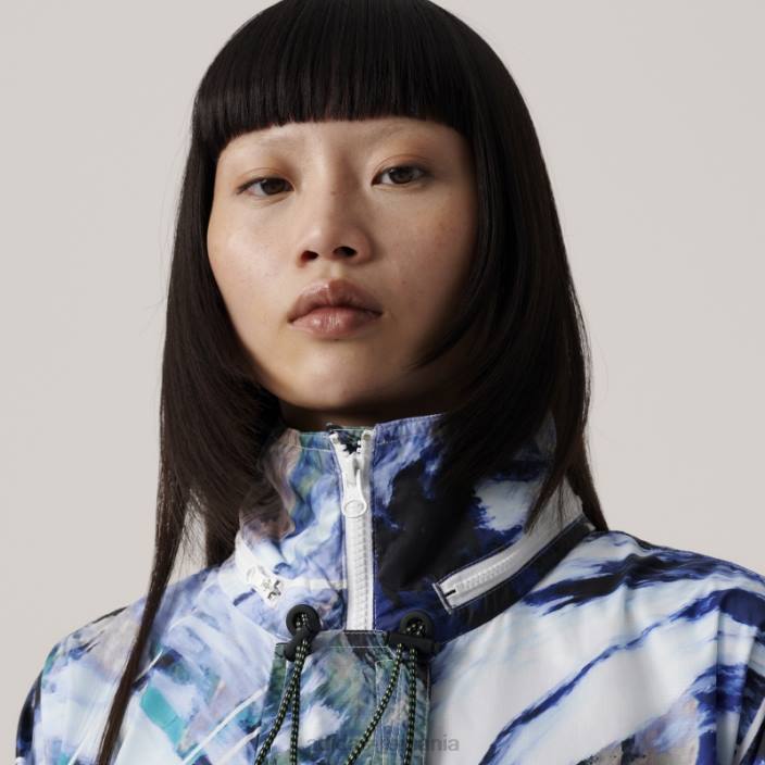 Adidas de stella mccartney jachetă truenature ambalabilă imprimată alb fierbinte unisex alb/multicolor/gri porumbel 2JBN17069