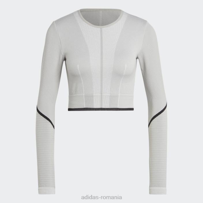 Adidas de stella mccartney top cu mânecă lungă truestrength mgh solid gri fierbinte unisex mgh solid gri/alb/negru 2JBN10189