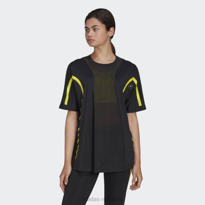 Adidas de stella mccartney truepace running loose tee negru unisex negru/galben șoc 2JBN2456
