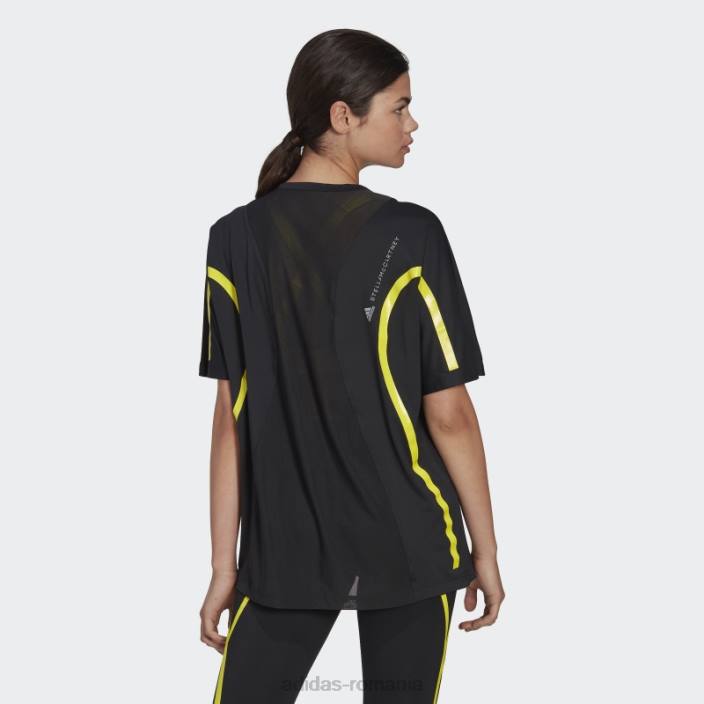 Adidas de stella mccartney truepace running loose tee negru unisex negru/galben șoc 2JBN2456