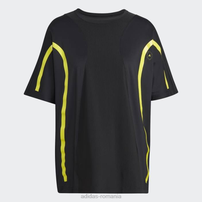 Adidas de stella mccartney truepace running loose tee negru unisex negru/galben șoc 2JBN2456