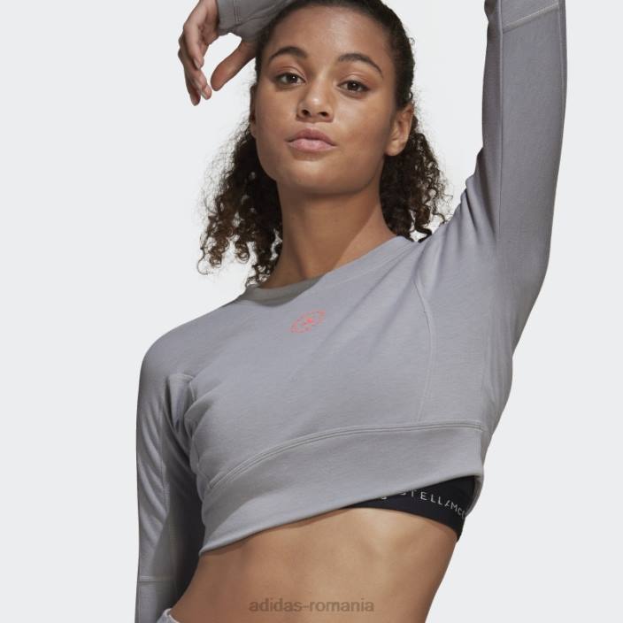 Adidas de stella mccartney truestrength trunchiat cu mânecă lungă hot light onix unisex onix lumina 2JBN2533