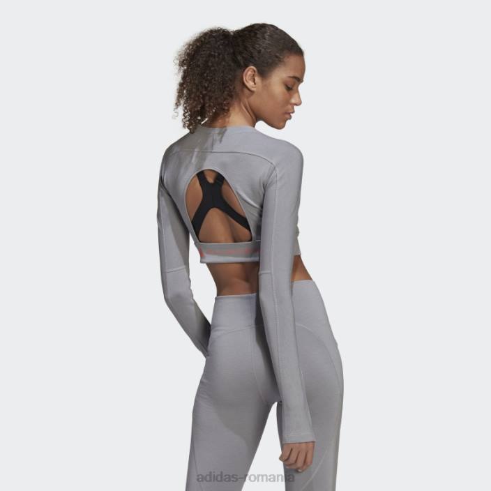 Adidas de stella mccartney truestrength trunchiat cu mânecă lungă hot light onix unisex onix lumina 2JBN2533